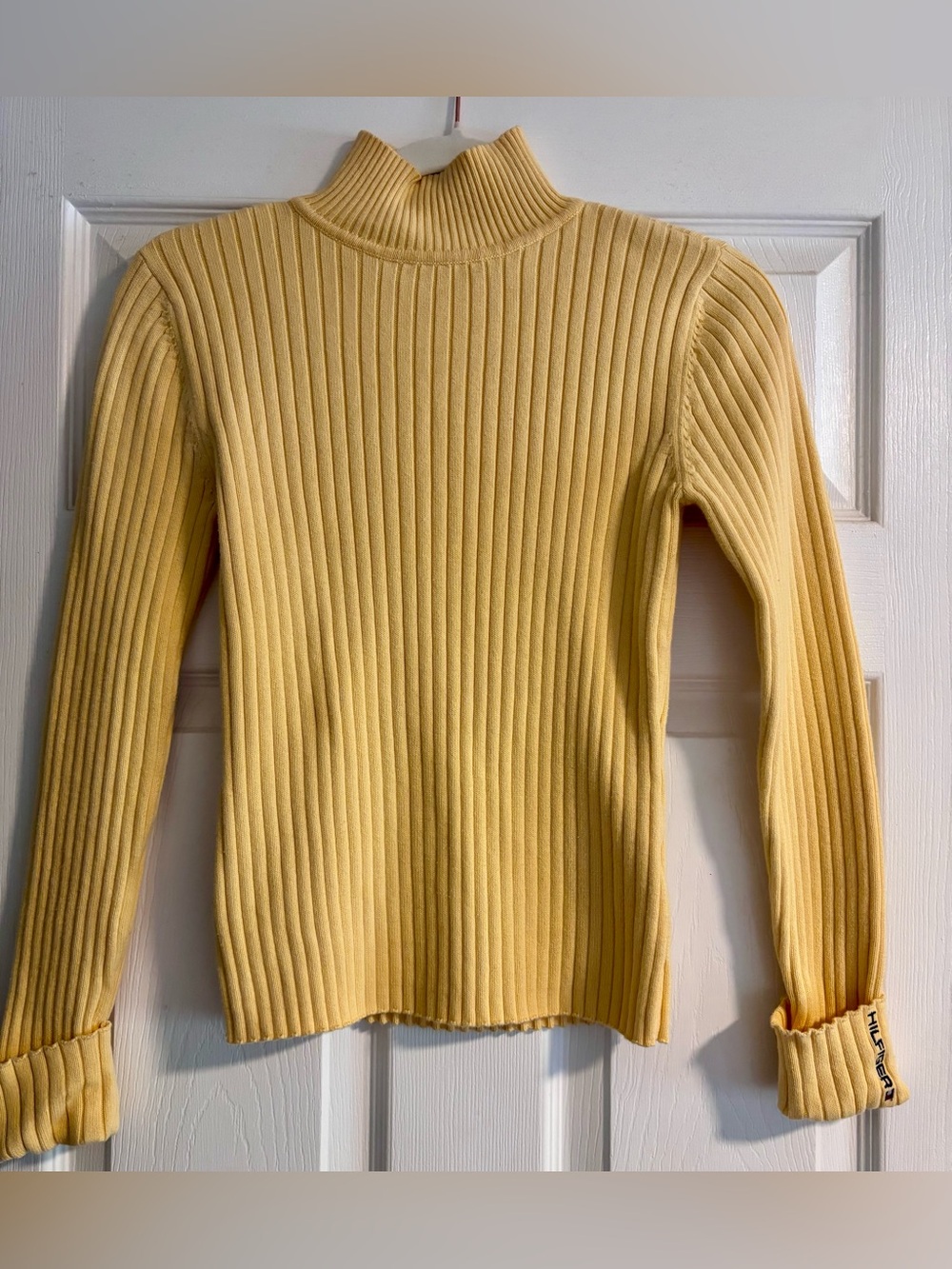 Tommy Hilfiger Yellow Ribbed Turtleneck Sweater